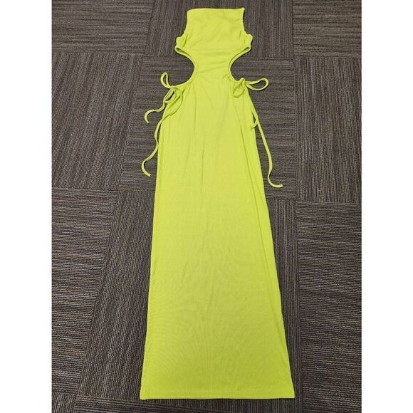 Belle MEDIUM Green Women's Sexy Halter Neck Hollow Out Maxi Dress Y2K Cutout Wai - Picture 8 of 10